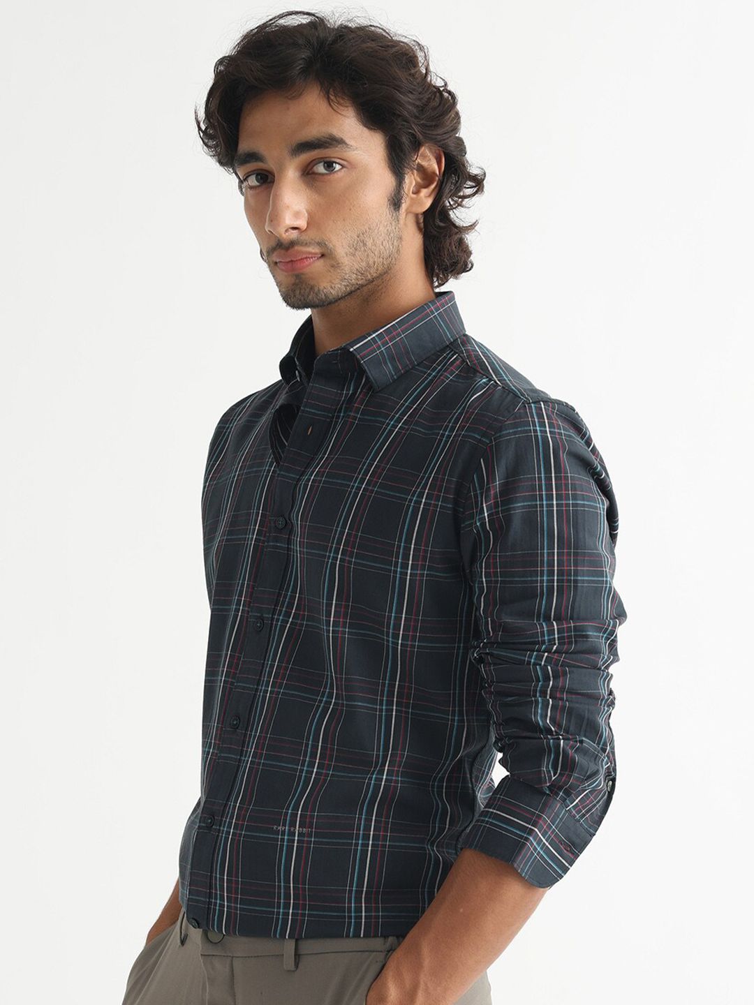 RARE RABBIT Men Lome Tartan Checked Slim Fit Shirt