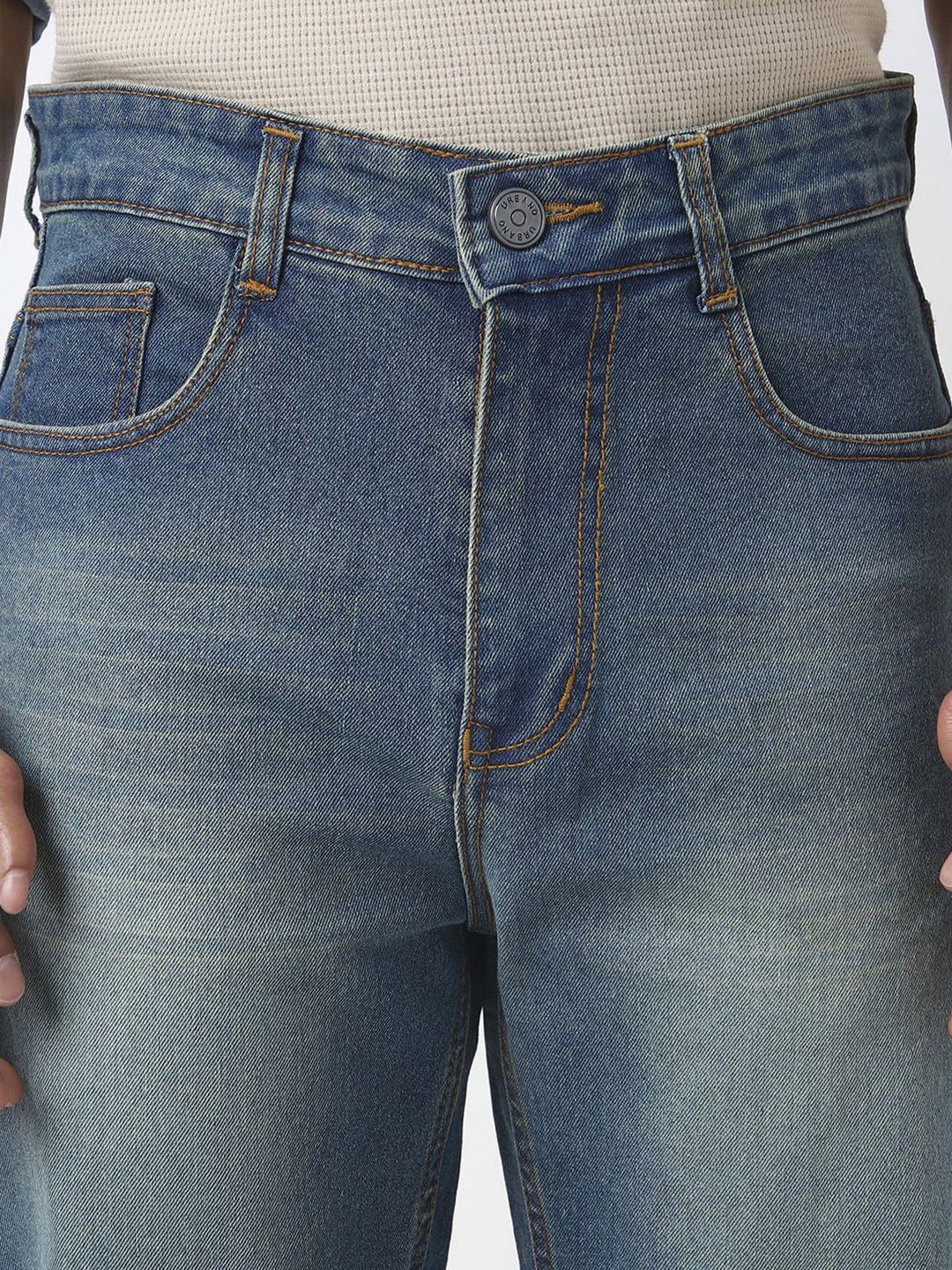 Urbano Fashion Men Straight Fit Heavy Washed Jeans Stretchable