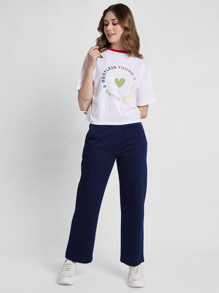 SPYKAR Typography Printed Cotton Boxy Fit T-shirt