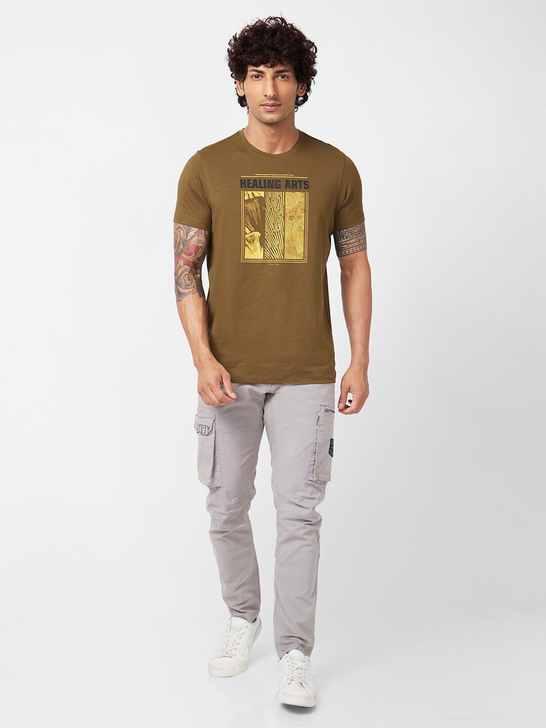 SPYKAR Graphic Printed Slim Fit Cotton Casual T-Shirt