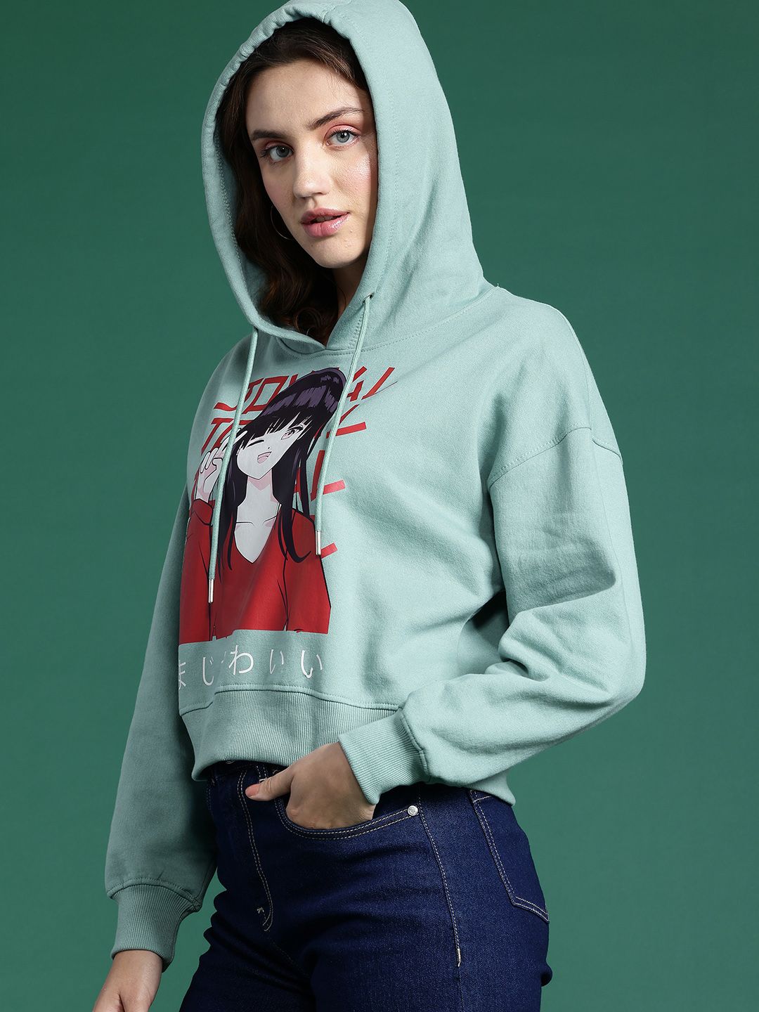 DressBerry Graphic Print Hooded Sweatshirt