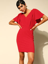Athena Women Gorgeous Red Solid New Neckline Dress