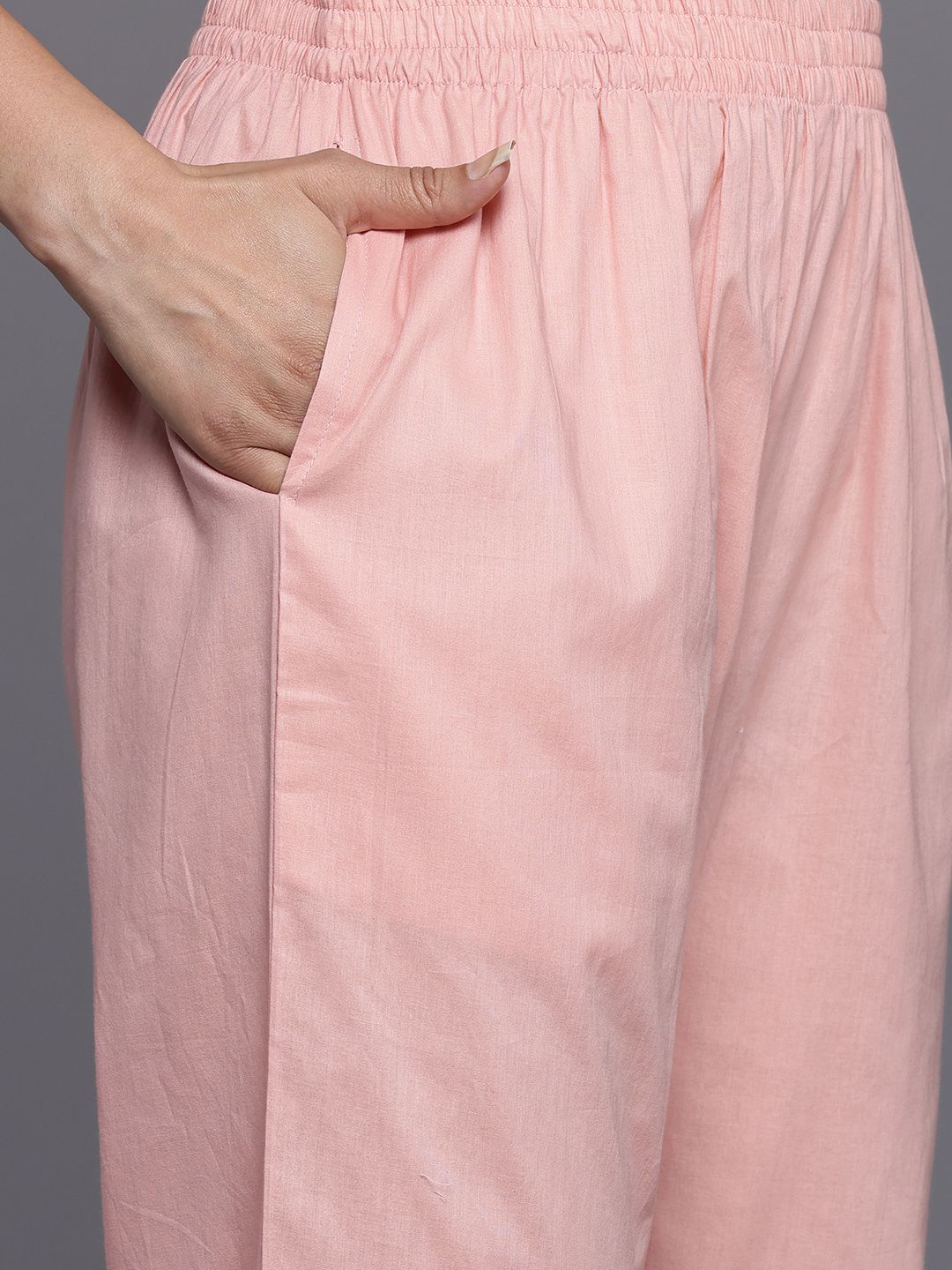 Varanga Floral Embroidered Panelled Thread Work Pure Cotton Kurta With Trousers & Dupatta
