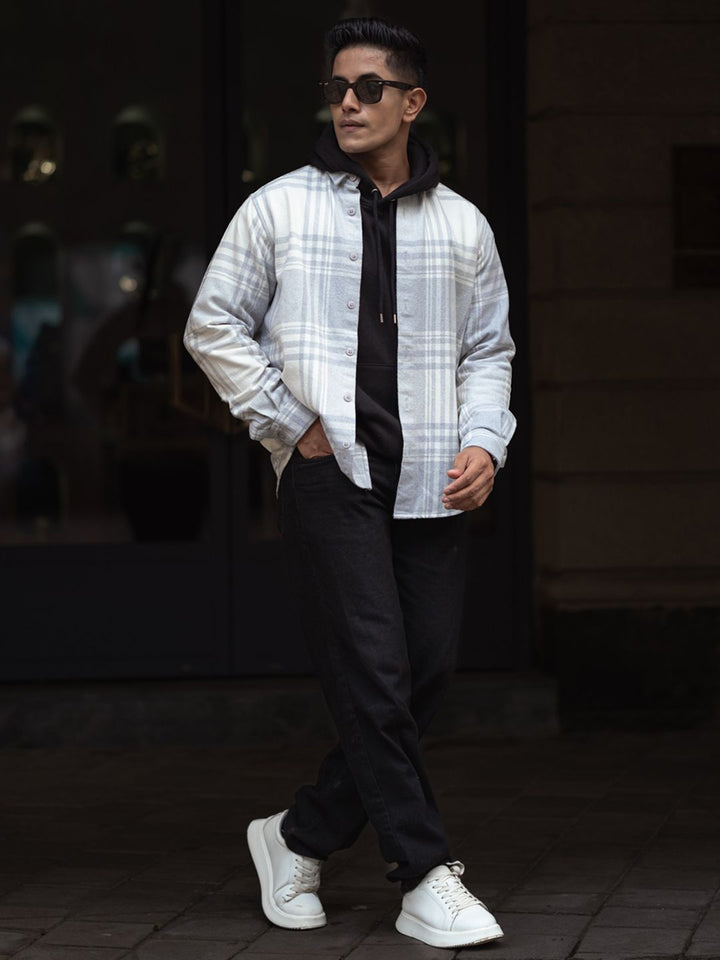 Powerlook Men Spread Collar Tartan Checked Cotton Casual Shirt