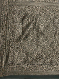 Saree mall Green Floral Linen Blend Banarasi Saree