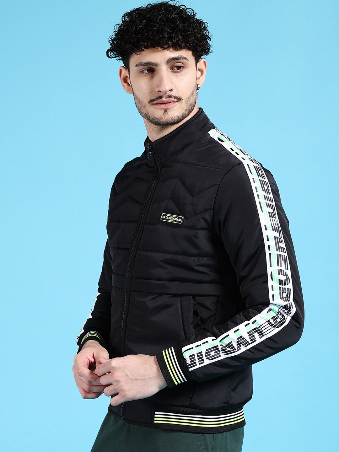 The Indian Garage Co Men Black Outdoor Bomber Jacket