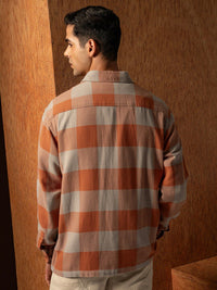 LOCOMOTIVE Premium Men Oversized Oxford Dobby Textured Checked Overshirt
