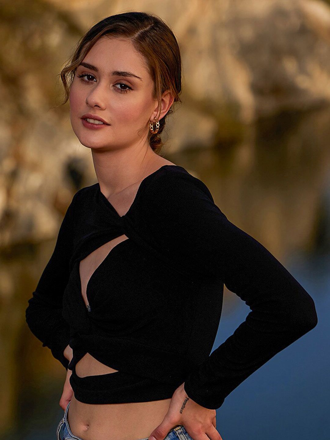 Athena Twisted Wrap Crop Top