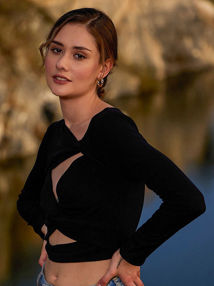 Athena Twisted Wrap Crop Top