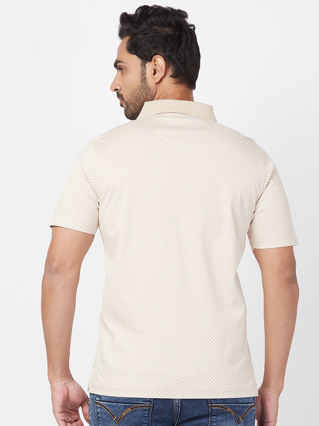 Park Avenue Geometric Printed Polo Collar Cotton Slim Fit T-shirt
