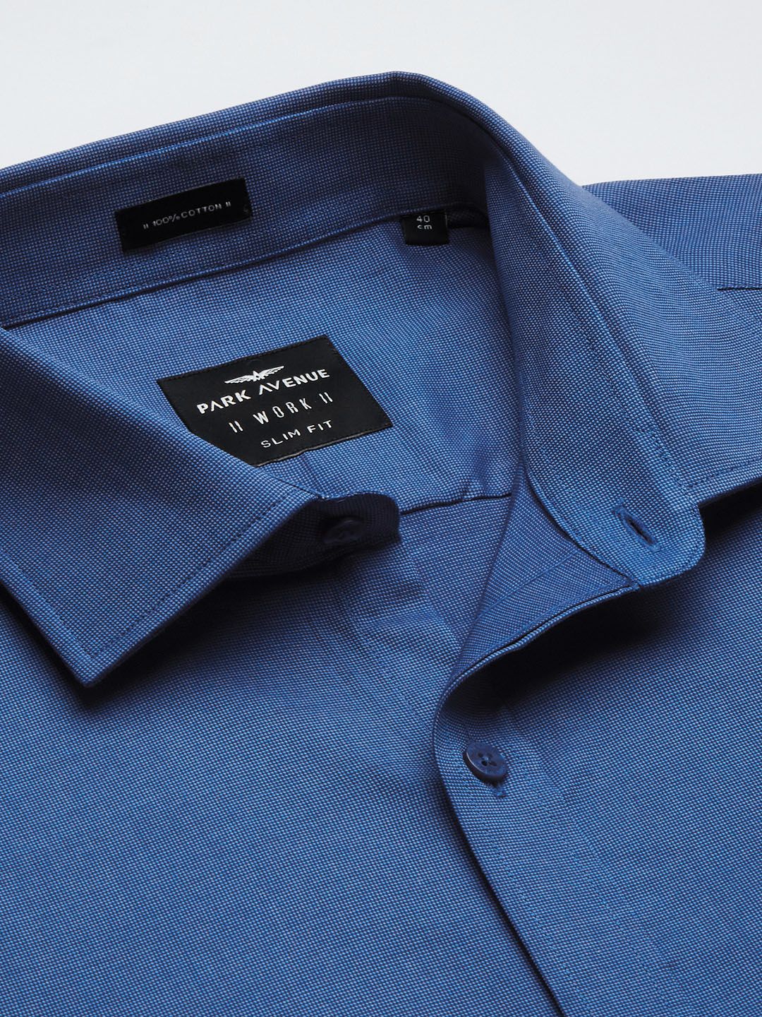 Park Avenue Men Blue Textured Slim Fit Formal Shirt