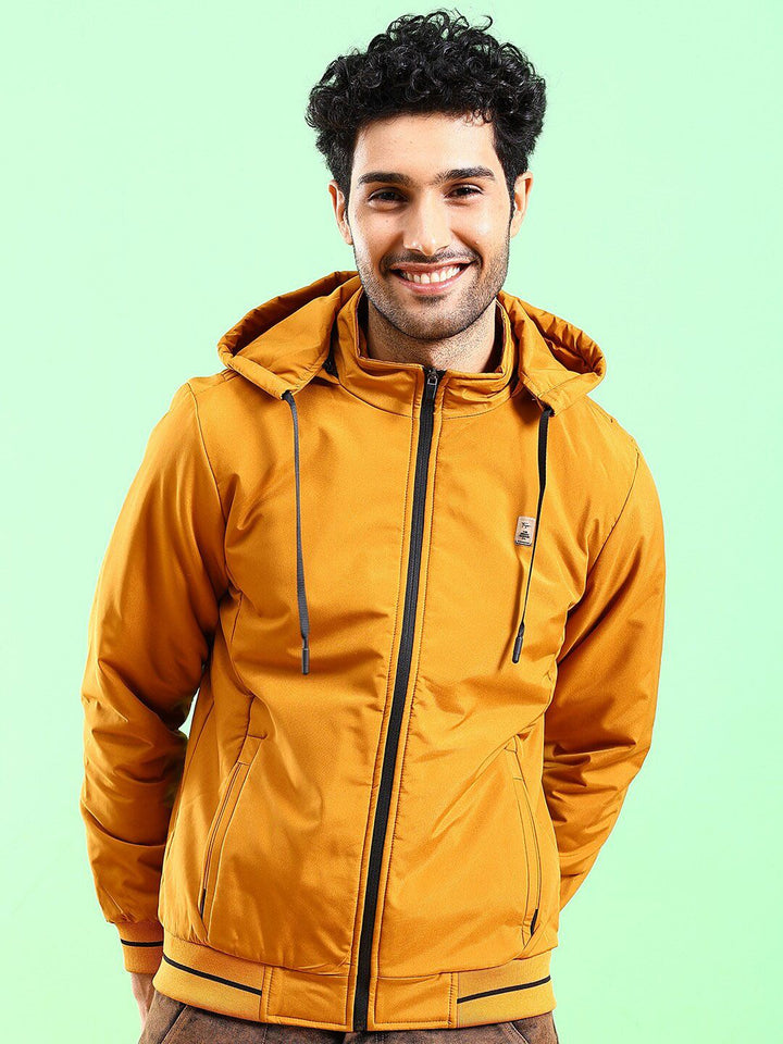 The Indian Garage Co Men Regular Fit Bomber Jacket with Detachable Hood