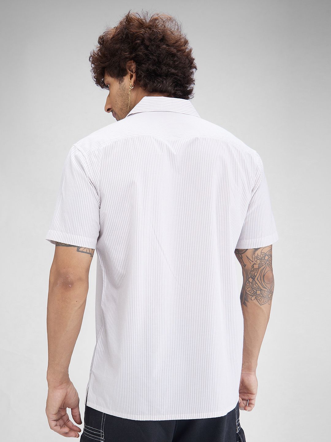 VASTRADO Men Striped Resort Collar Cotton Oversized Shirt