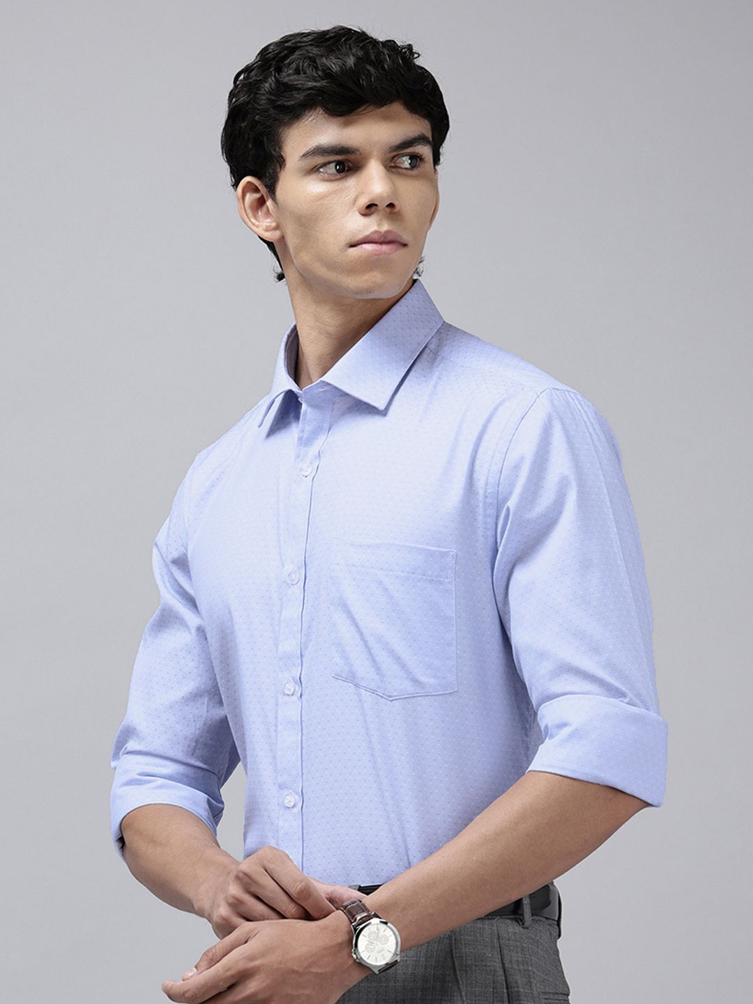 Park Avenue Slim Fit Self Designed Formal Shirt