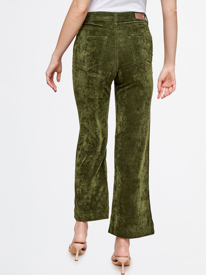 AND Women Olive Green Flared Trousers
