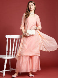 Anouk Striped Regular Kurta with Sharara & With Dupatta