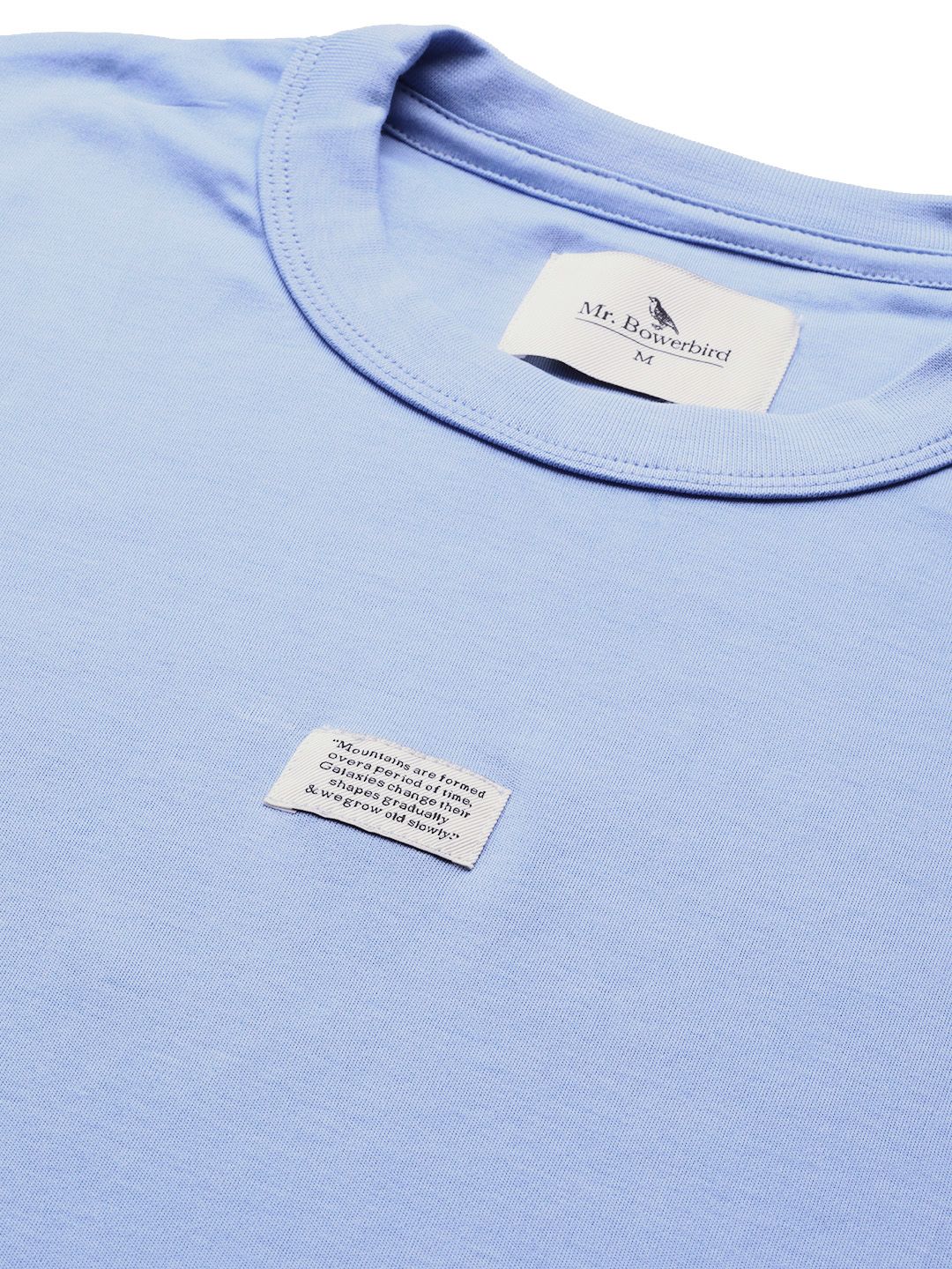Mr Bowerbird Men Blue Pure Cotton Philosophy Crew Neck Oversized Pure Cotton T-shirt