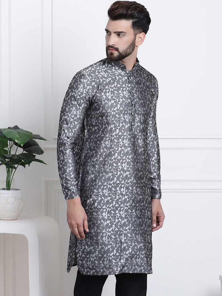 SOJANYA Motif Etnik Bercetak Kurta Lurus Kolar Mandarin