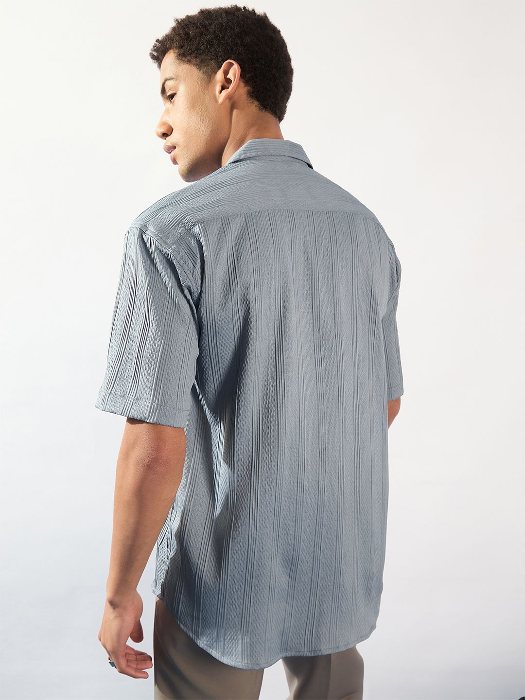 DENNISON Men Self Design Oversized Casual Shirt