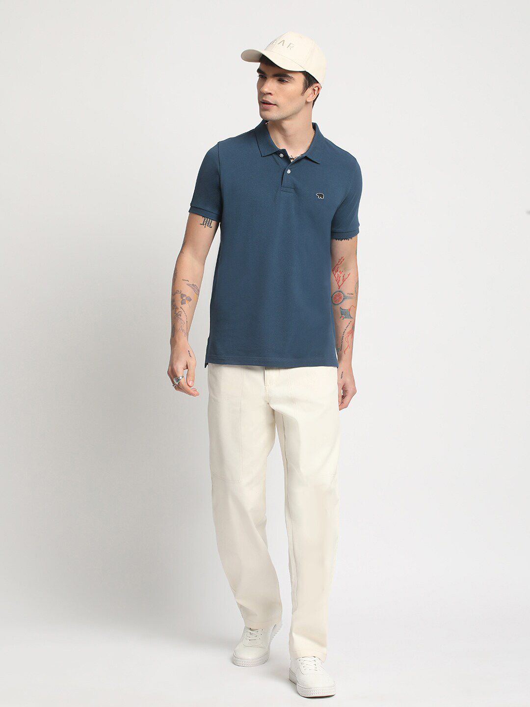THE BEAR HOUSE Slim Fit Polo Collar Cotton T-shirt