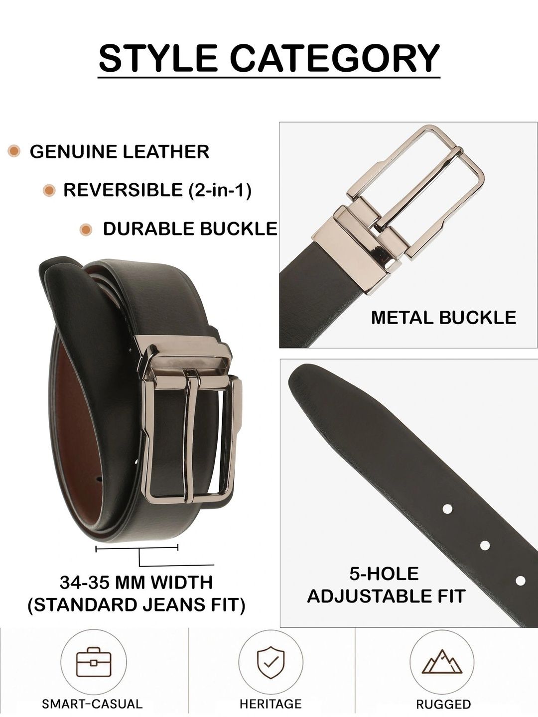 Teakwood Leathers Men Leather Reversible Formal Belt