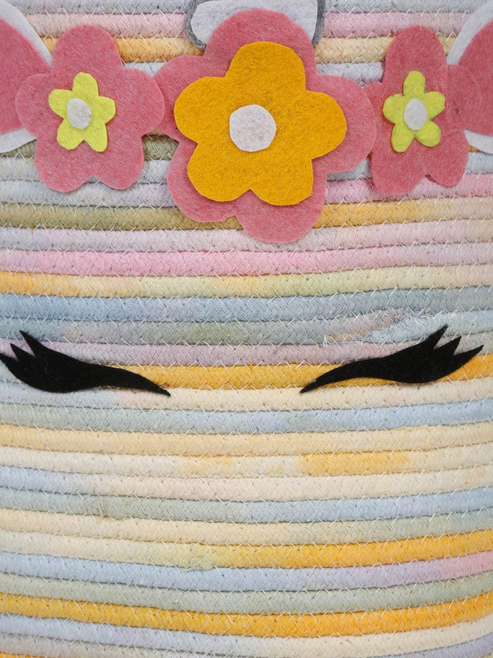 Hostta Home Kids Pink & Blue Cartoon Face Pure Cotton Laundry Bag