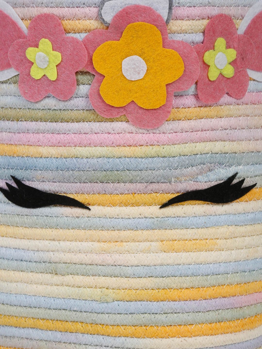 Hostta Home Kids Pink & Blue Cartoon Face Pure Cotton Laundry Bag