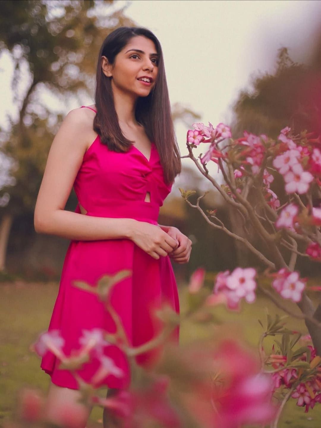Berrylush Women Fuchsia Pink Solid Fit and Flare Dress
