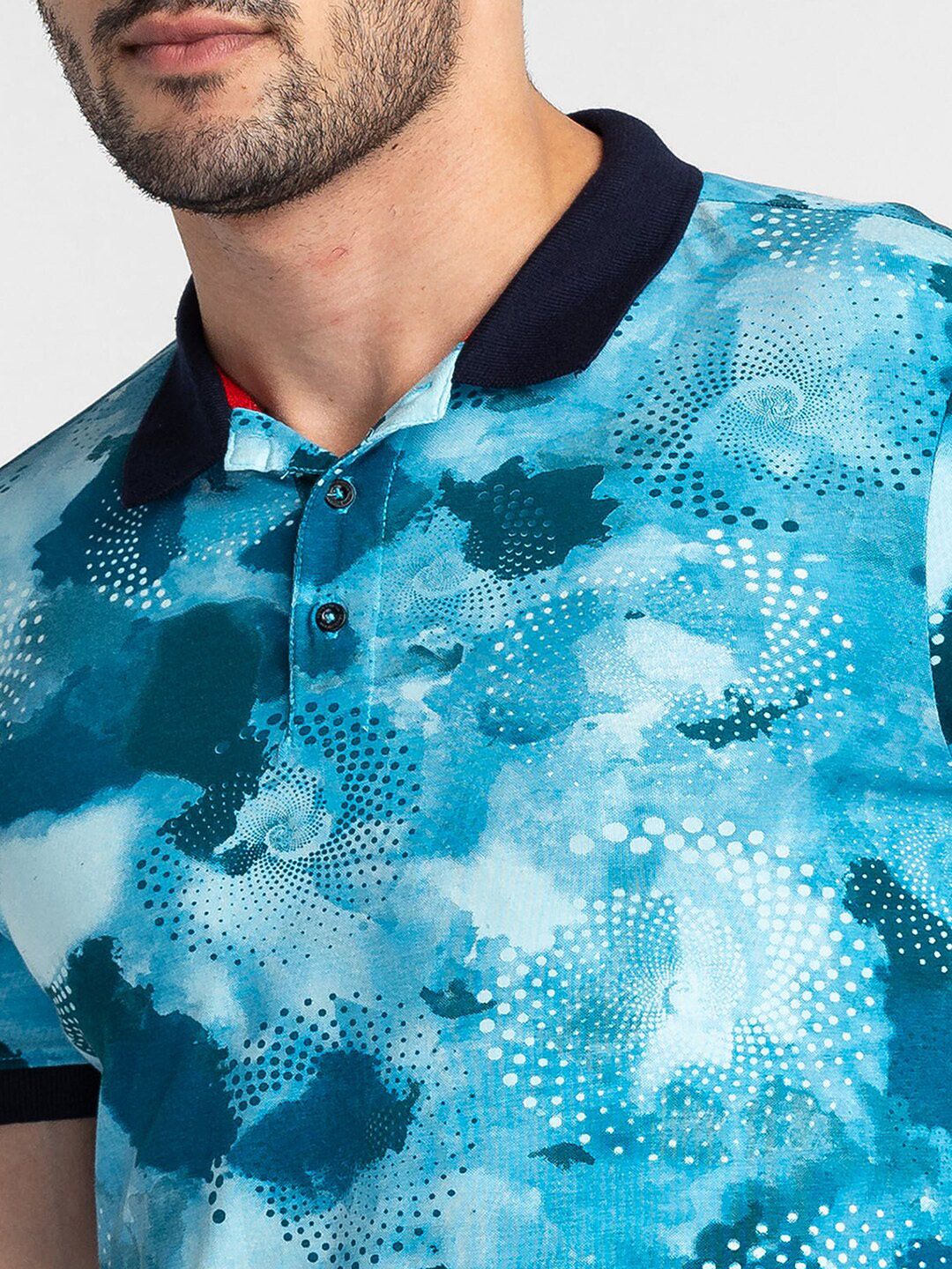 Being Human Abstract Printed Polo Collar Regular-Fit Knitted Casual T-shirt