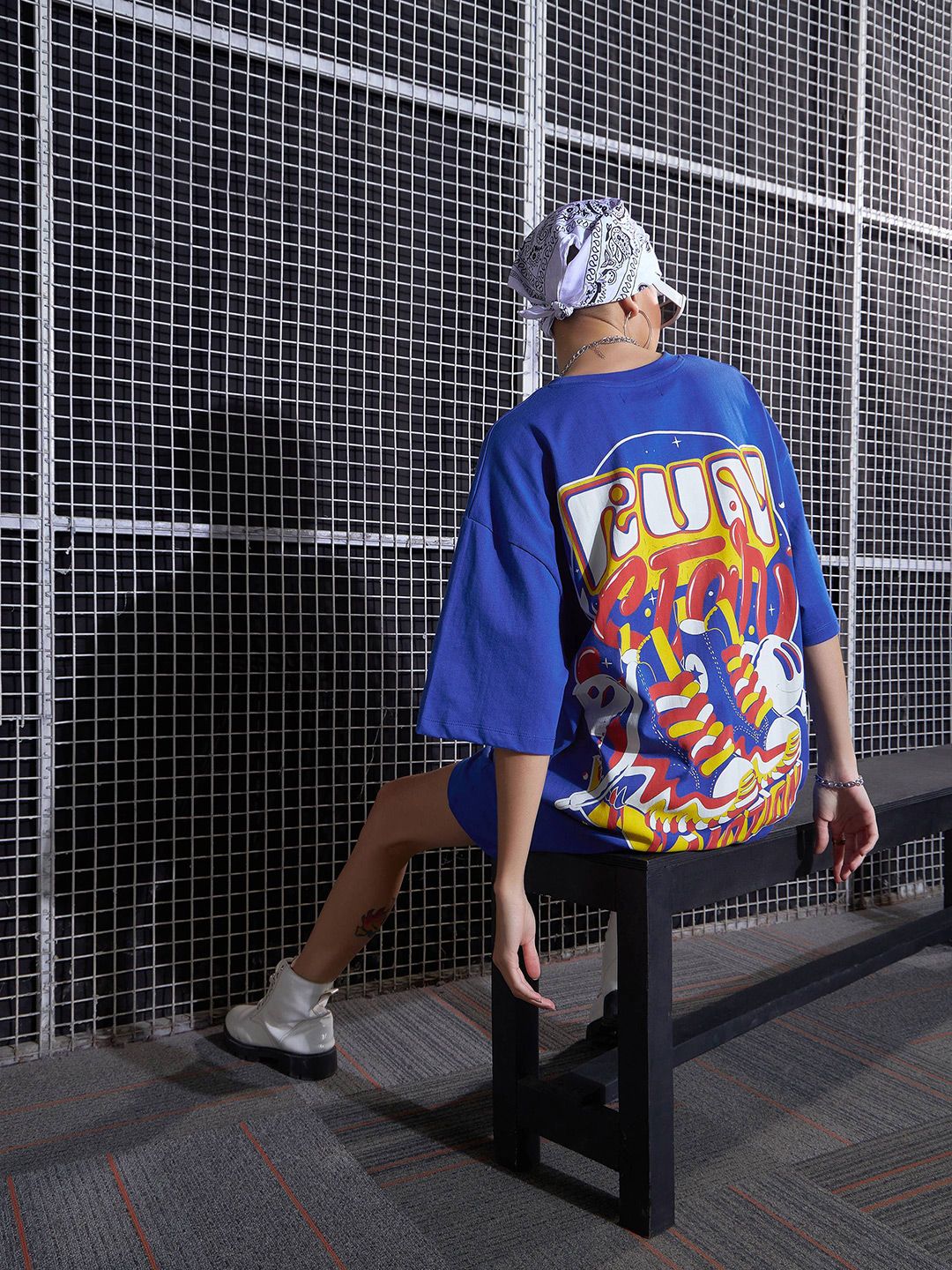 SASSAFRAS Graphic Printed Oversized Pure Cotton T-Shirt Dress