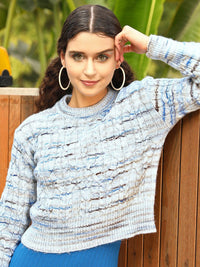 STREET 9 Women Blue Printed Pullover