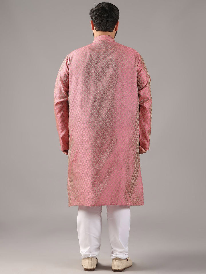 SOJANYA PLUS Size Ethnic Motifs Woven Design Band Collar Straight Kurta