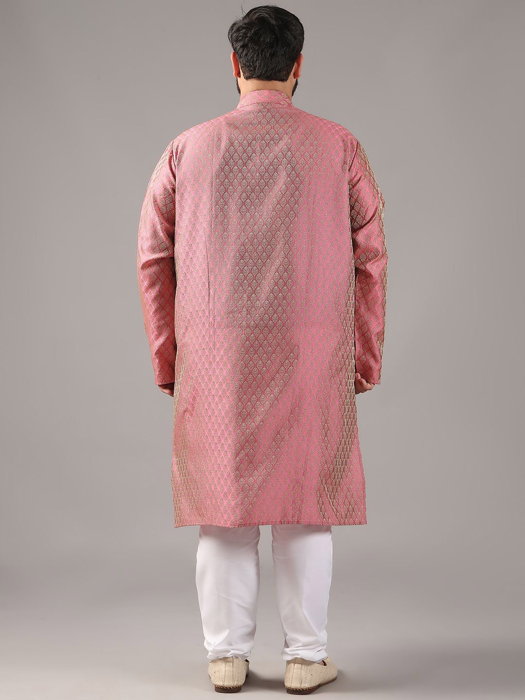 SOJANYA PLUS Size Ethnic Motifs Woven Design Band Collar Straight Kurta