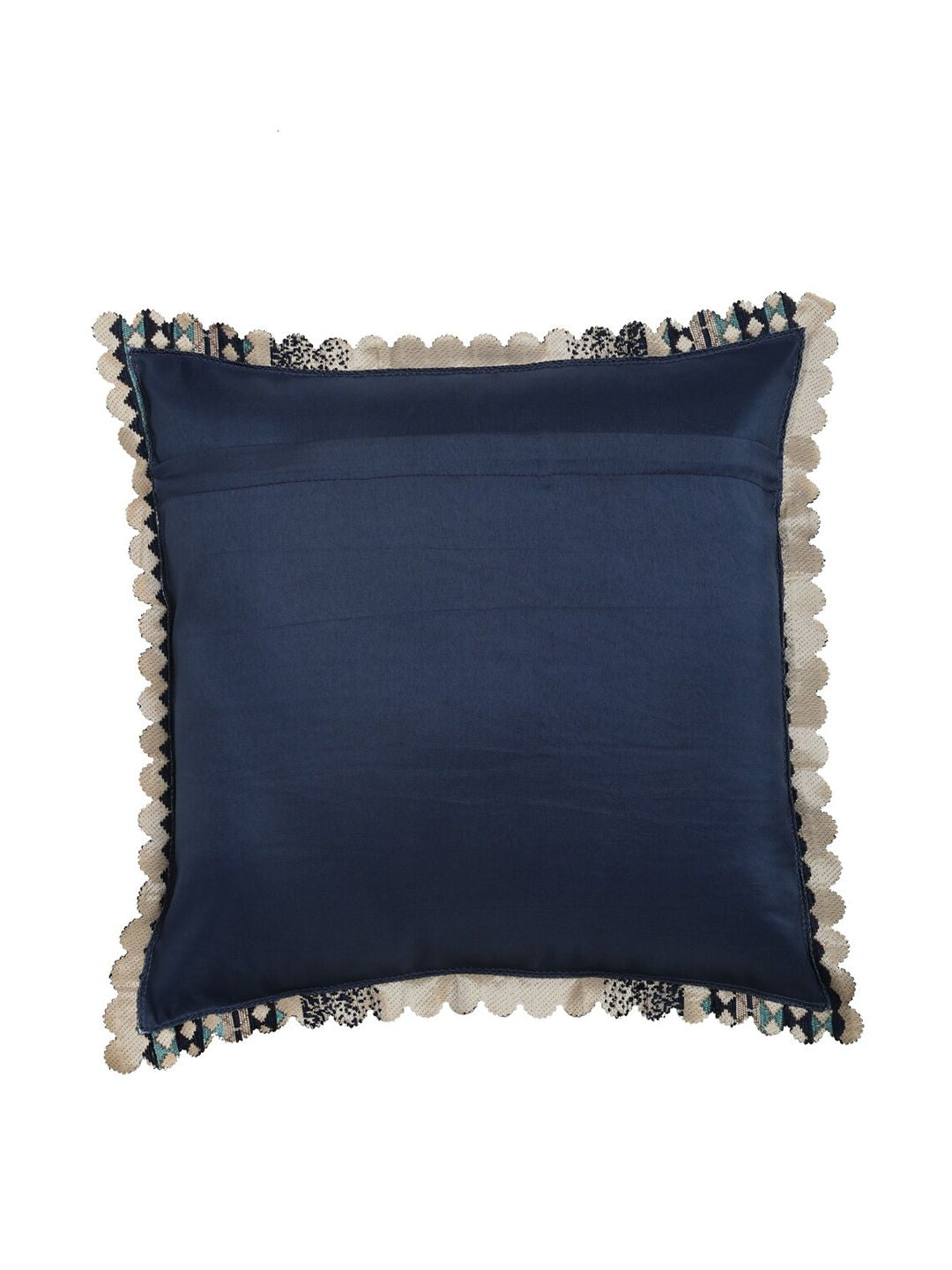 HOSTA HOMES Navy Blue & Beige Set of 5 Velvet Square Cushion Covers
