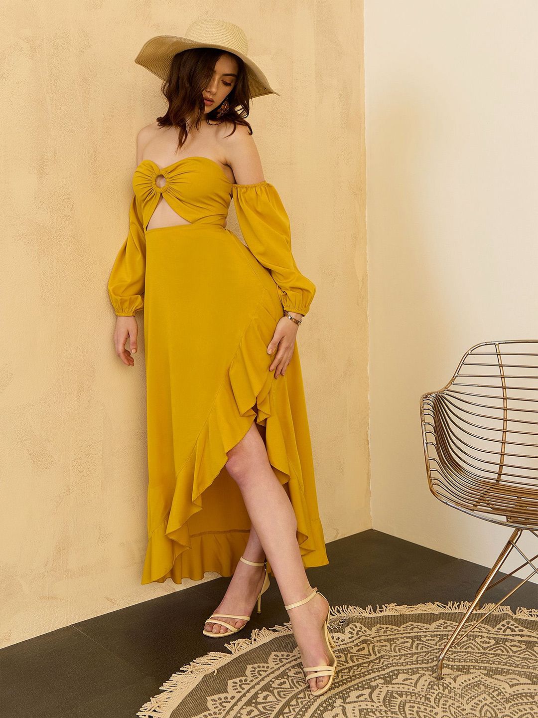 Berrylush Off-Shoulder A-Line Midi Dress