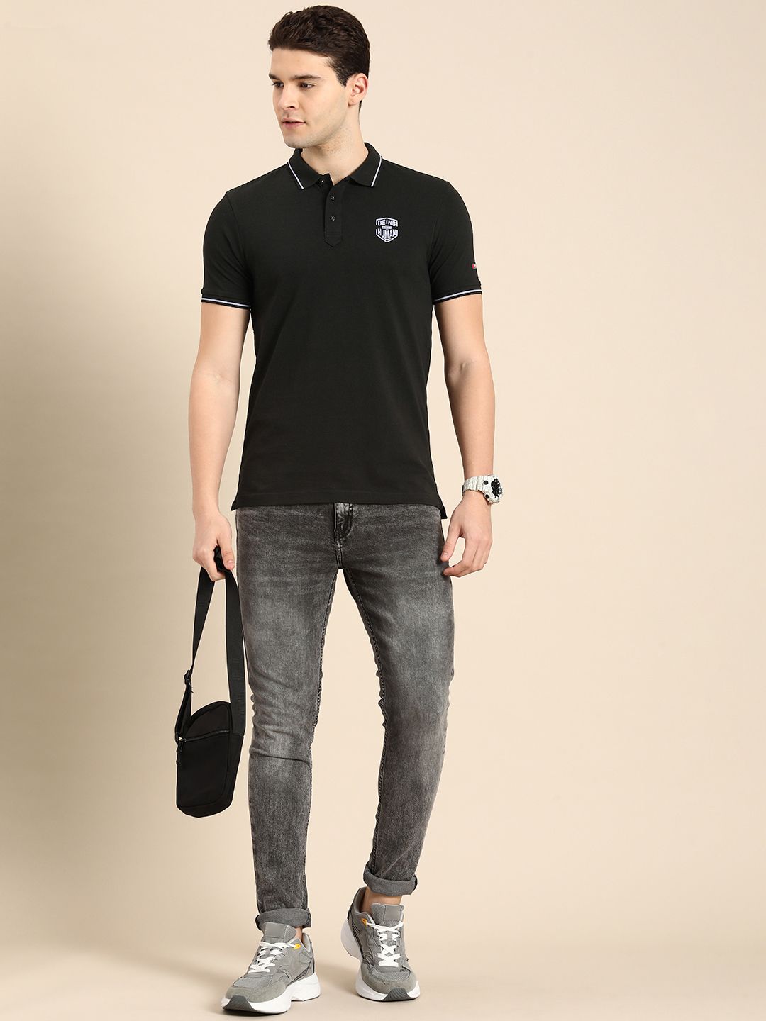 Being Human Polo Collar Pure Cotton T-shirt