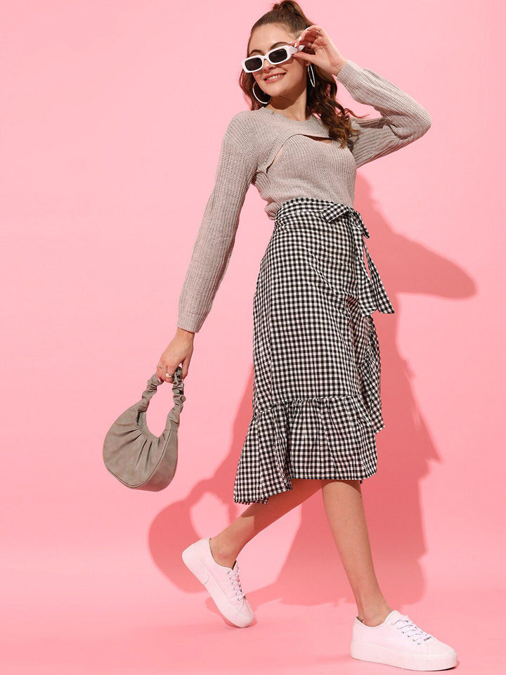 STREET 9 Women Grey Ribbed Long Sleeves Pullover