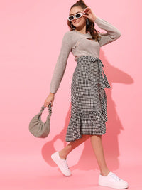 STREET 9 Women Grey Ribbed Long Sleeves Pullover
