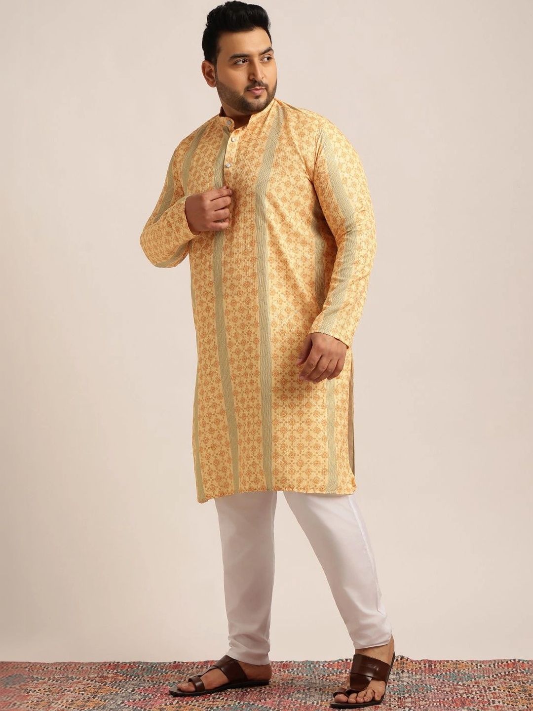 SOJANYA PLUS Lelaki Motif Etnik Cetakan Indie Kurta