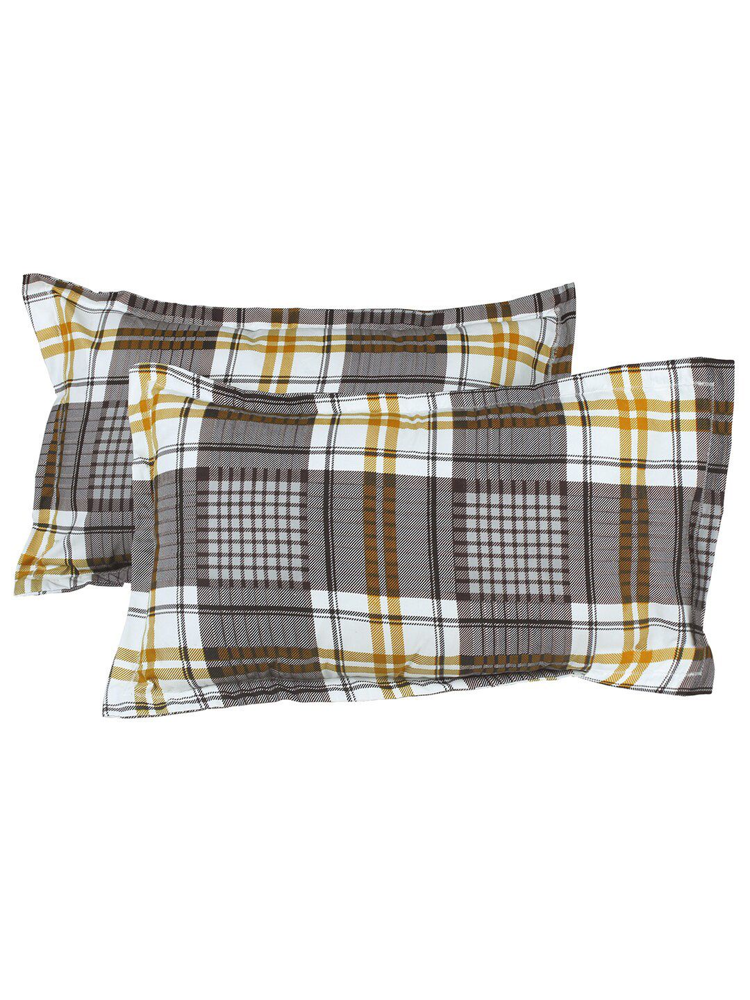 Story@home Tango Mustard & White Printed 240 TC King Bedsheet with 2 Pillow Covers