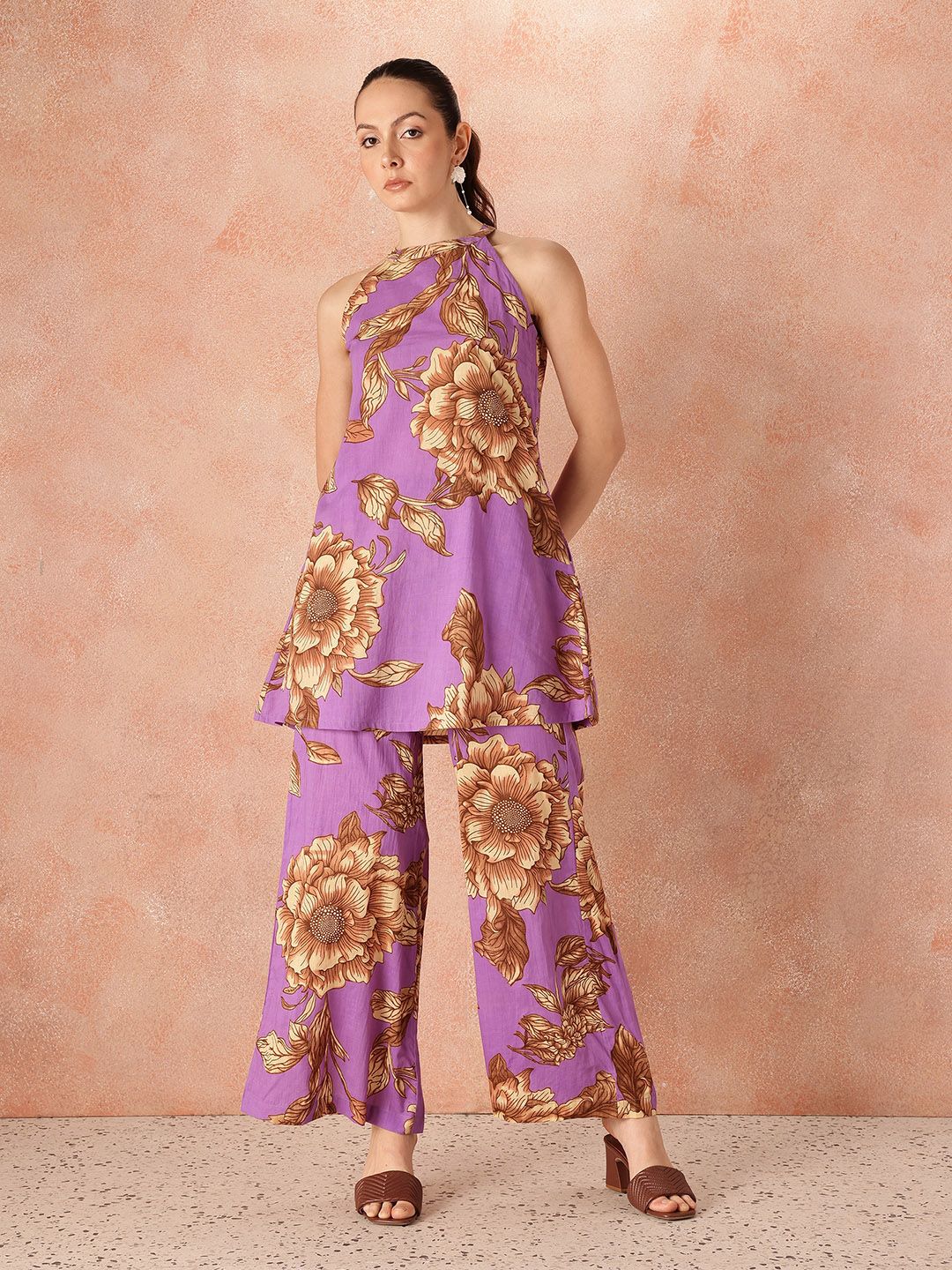 all about you Floral Print Pure Cotton Tunic with Palazzos