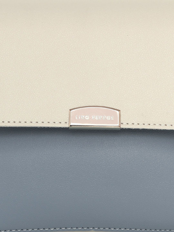 Lino Perros Blue & Off-White Colourblocked Handheld Bag