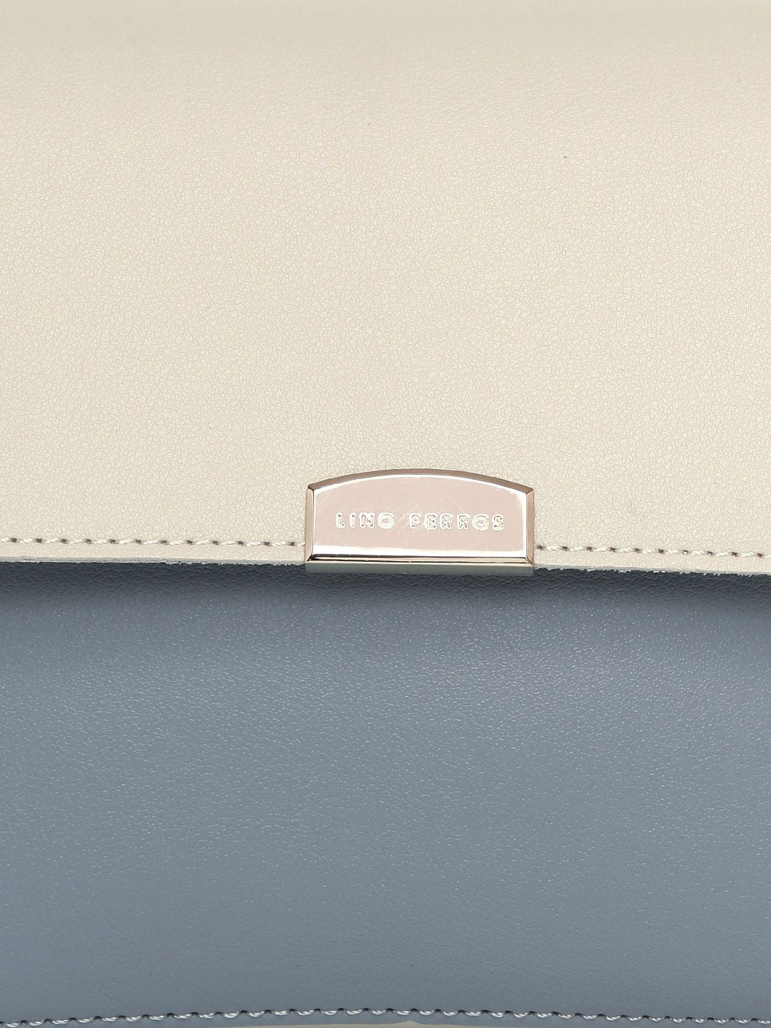 Lino Perros Blue & Off-White Colourblocked Handheld Bag