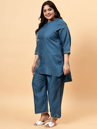 Bani Women Solid Embroidered Tunic with Trousers Co-Ords