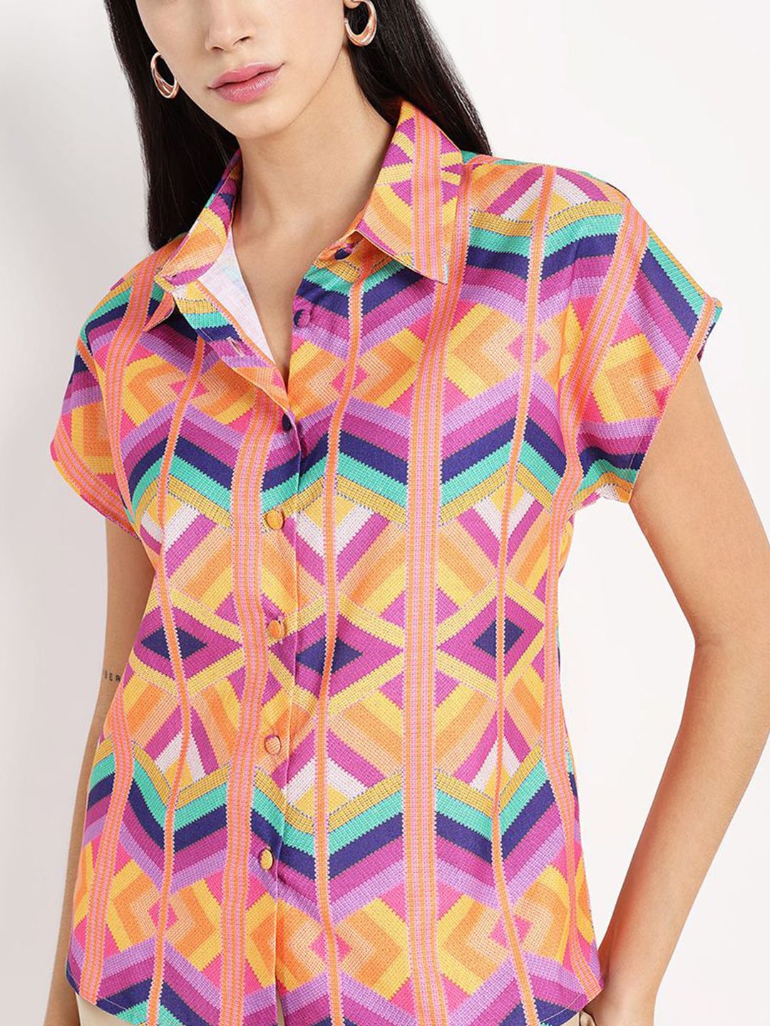 Rareism Women Shirt Collar Ragular Top