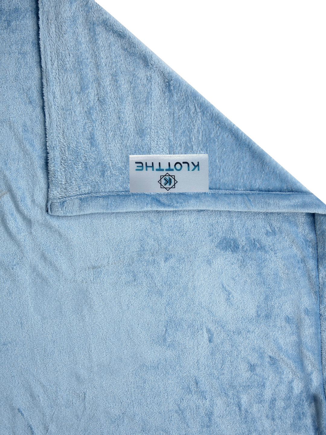 KLOTTHE Blue Woollen 300TC Single Bedsheet With Pillow Cover