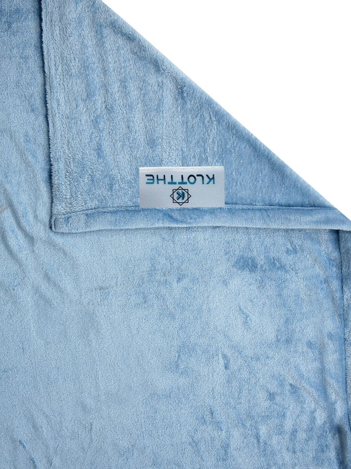 KLOTTHE Blue Woollen 300TC Single Bedsheet With Pillow Cover