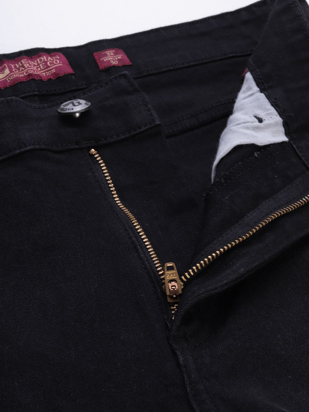 The Indian Garage Co Men Black Slim Fit Mid-Rise Clean Look Jeans