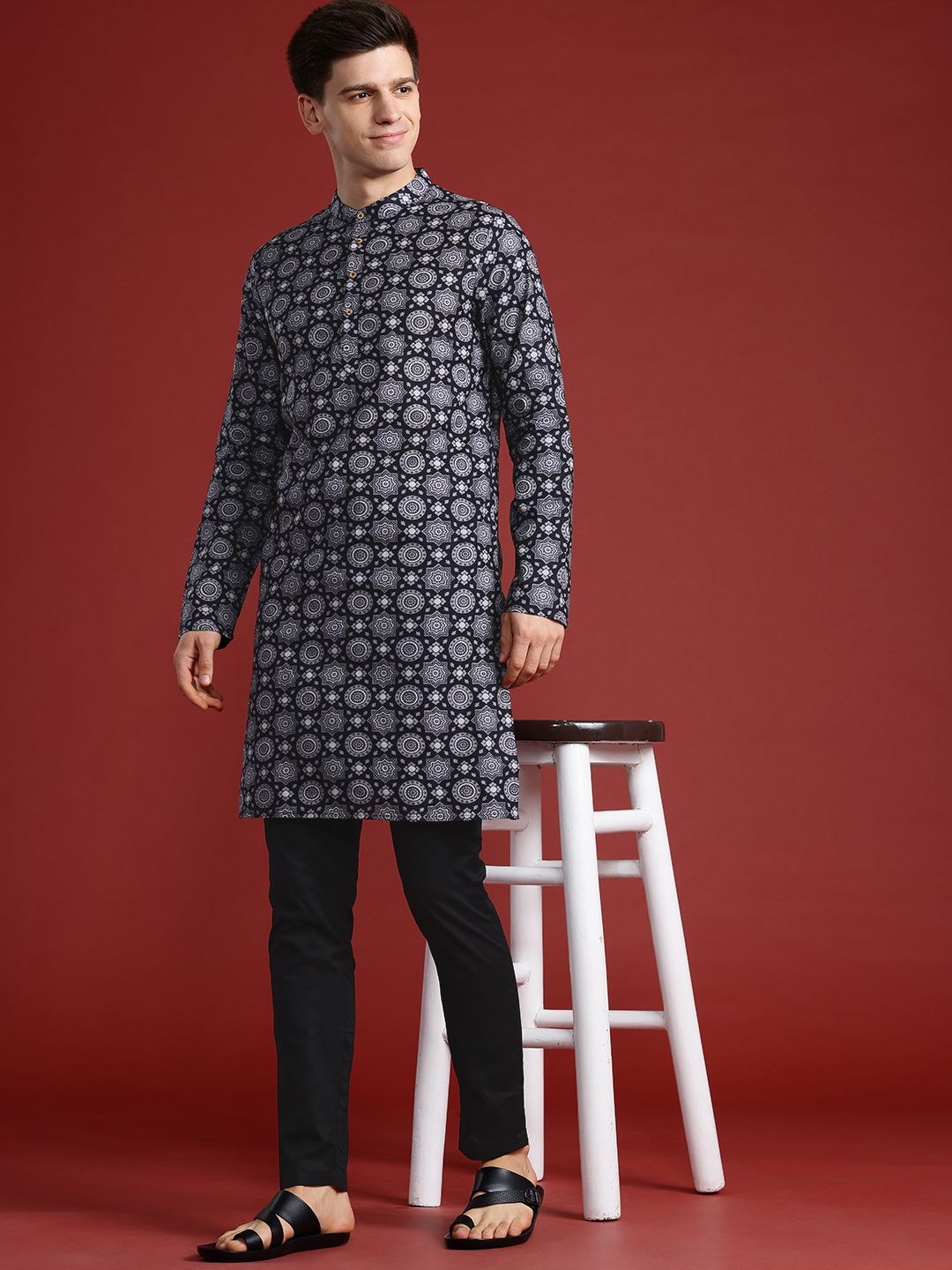 Anouk Printed Pure Cotton Kurta with Trousers