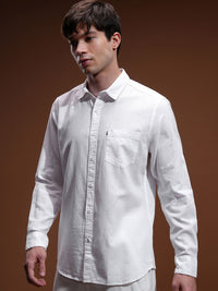 HIGHLANDER Men White Slim Fit Casual Shirt